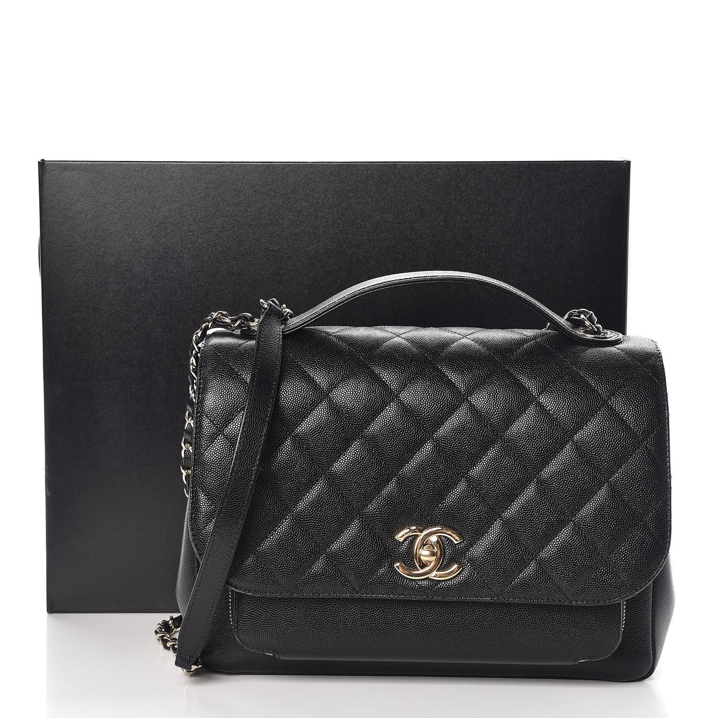 Caviar Quilted Large Business Affinity Flap Black