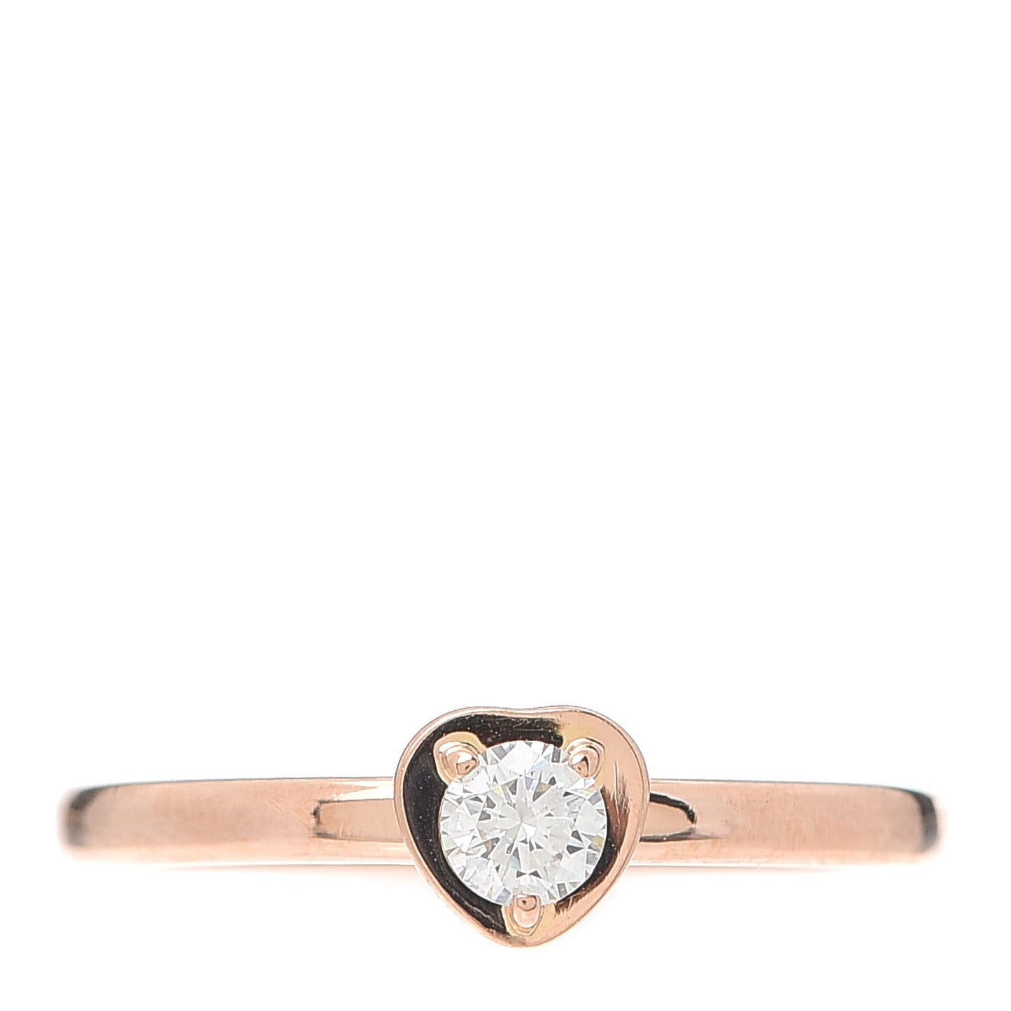 18K Pink Gold Diamond D'Amour Heart Ring 51 5.75