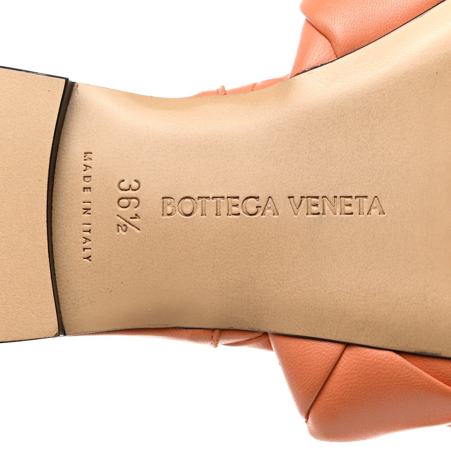 Nappa Maxi Intrecciato Lido Flat Sandals 36.5 Papaya
