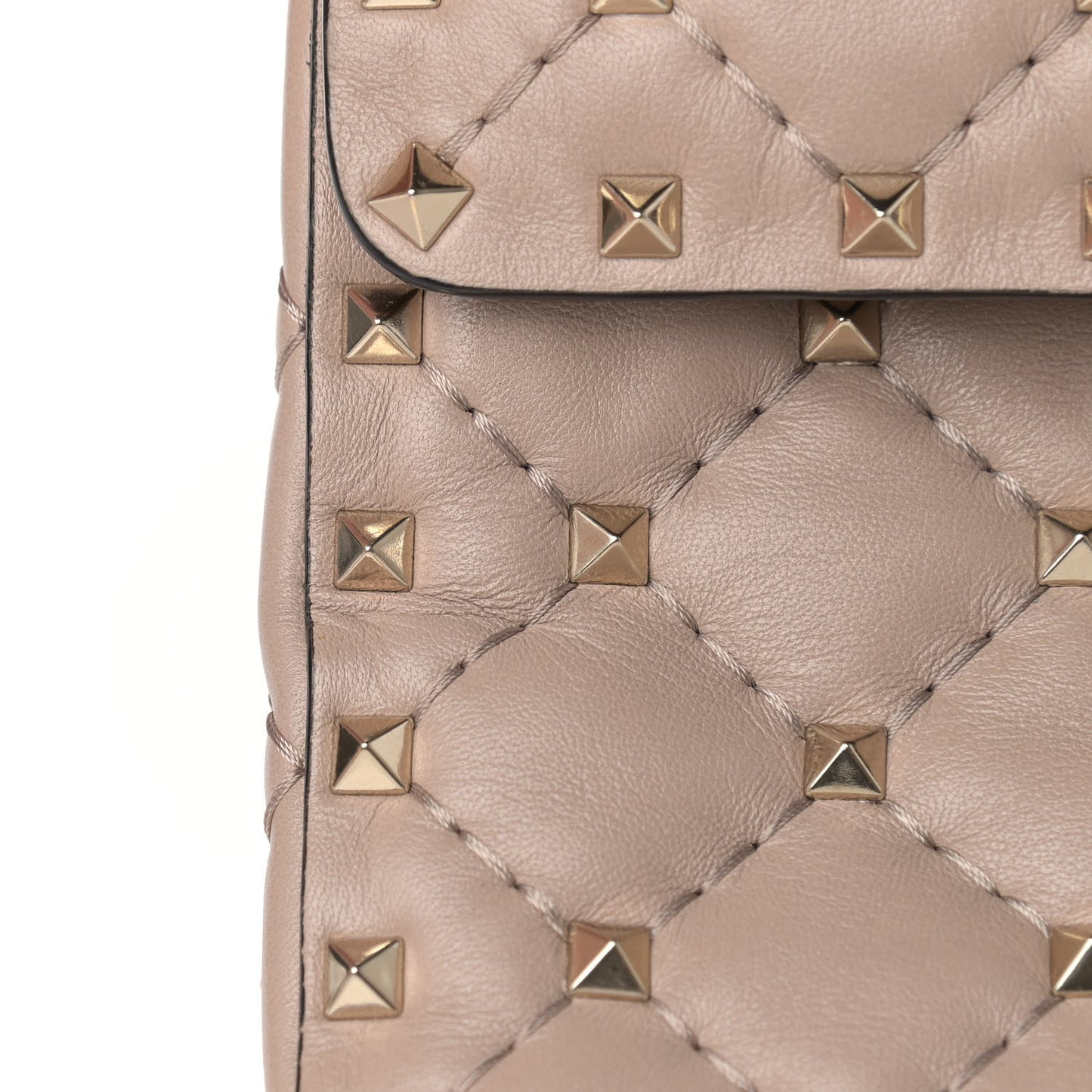 Lambskin Medium Rockstud Spike Shoulder Bag Poudre