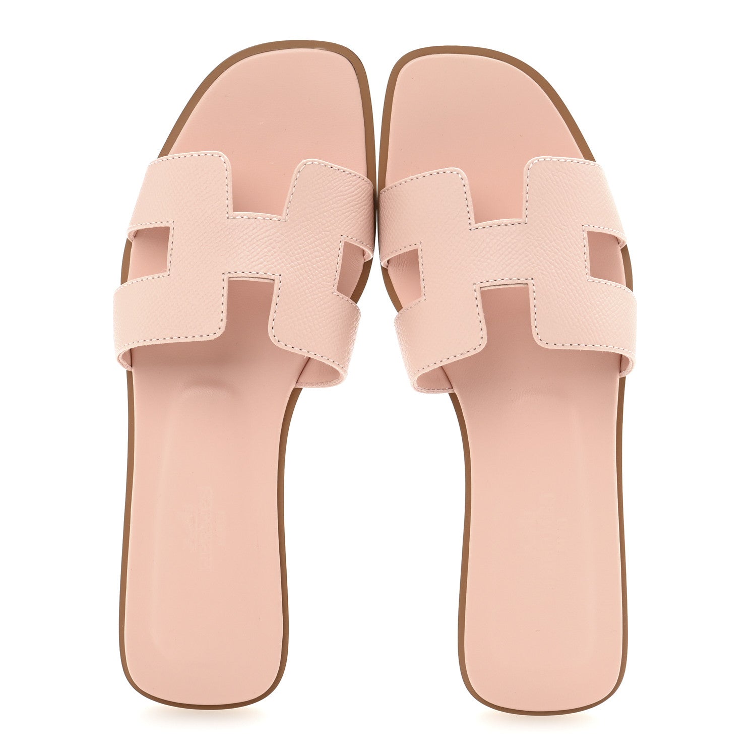 Hermes Epsom Oran Sandals 37 Rose Porcelaine 2 of 10