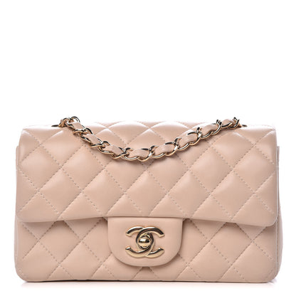 Chanel Lambskin Quilted Mini Rectangular Flap Light Beige 1 of 11