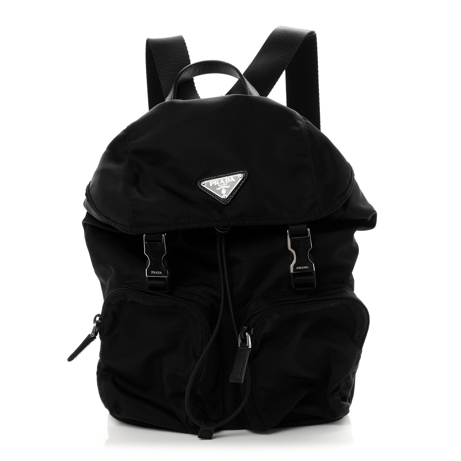 Prada Tessuto Nylon Vela Small Double Buckle Backpack Black 1 of 9