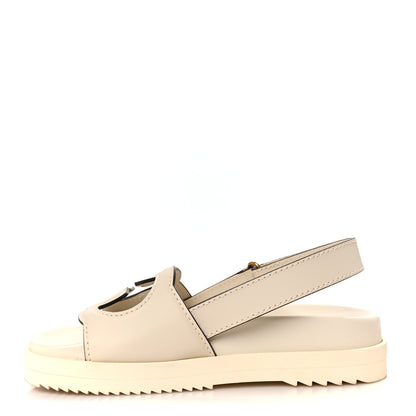Gucci Cosmos Softy Calfskin Interlocking G Slingback Sandals 35.5 Mystic White 1 of 10