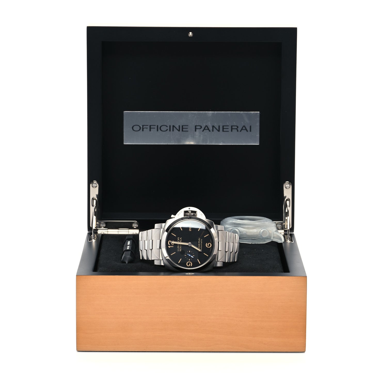 Stainless Steel 44mm Luminor Marina 3 Day Automatic Watch Black PAM00723