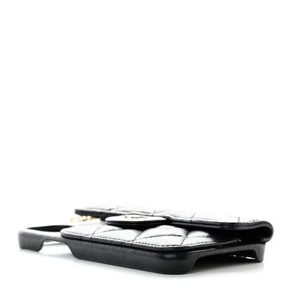 Chanel Lambskin Quilted iPhone XII Pro Holder With Chain Black 4 of 11