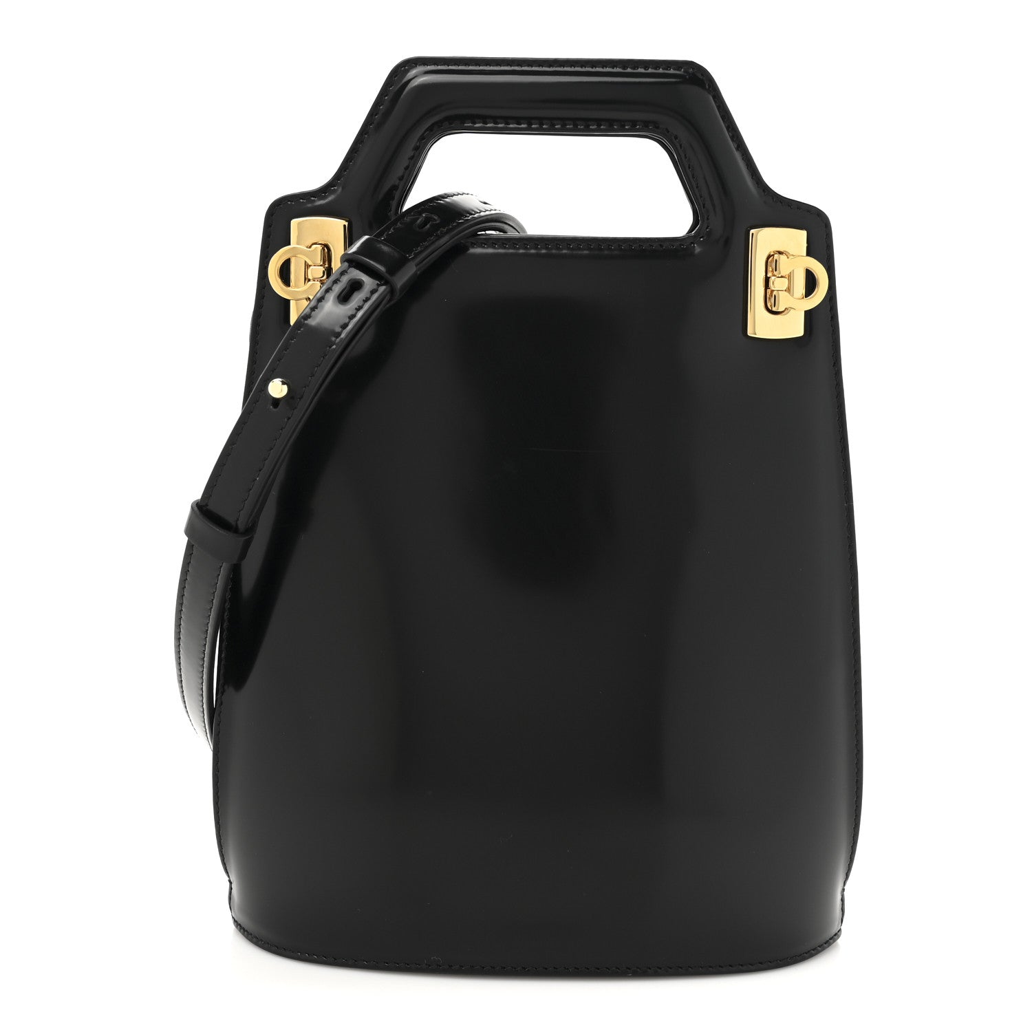 Salvatore Ferragamo Brushed Calfskin North South Wanda Top Handle Bag Black 1 of 10