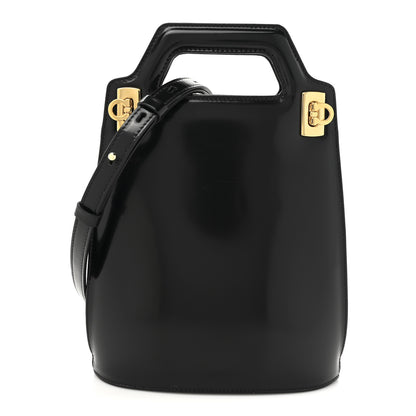 Salvatore Ferragamo Brushed Calfskin North South Wanda Top Handle Bag Black 1 of 10