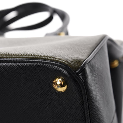 Prada Saffiano Lux Bi-Color Medium Galleria Double Zip Tote Militare Black 10 of 13