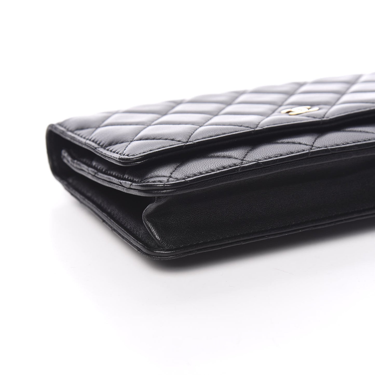 Lambskin Quilted Wallet On Chain WOC Black