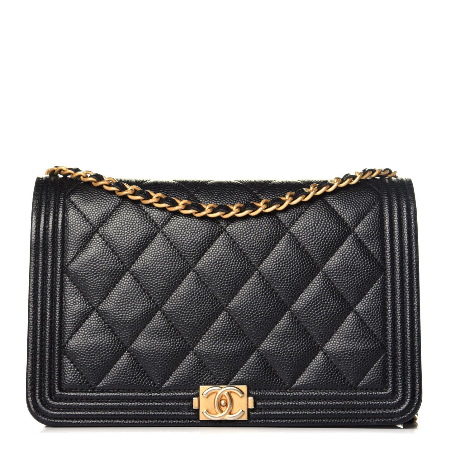 Caviar Quilted Boy Wallet On Chain WOC Black