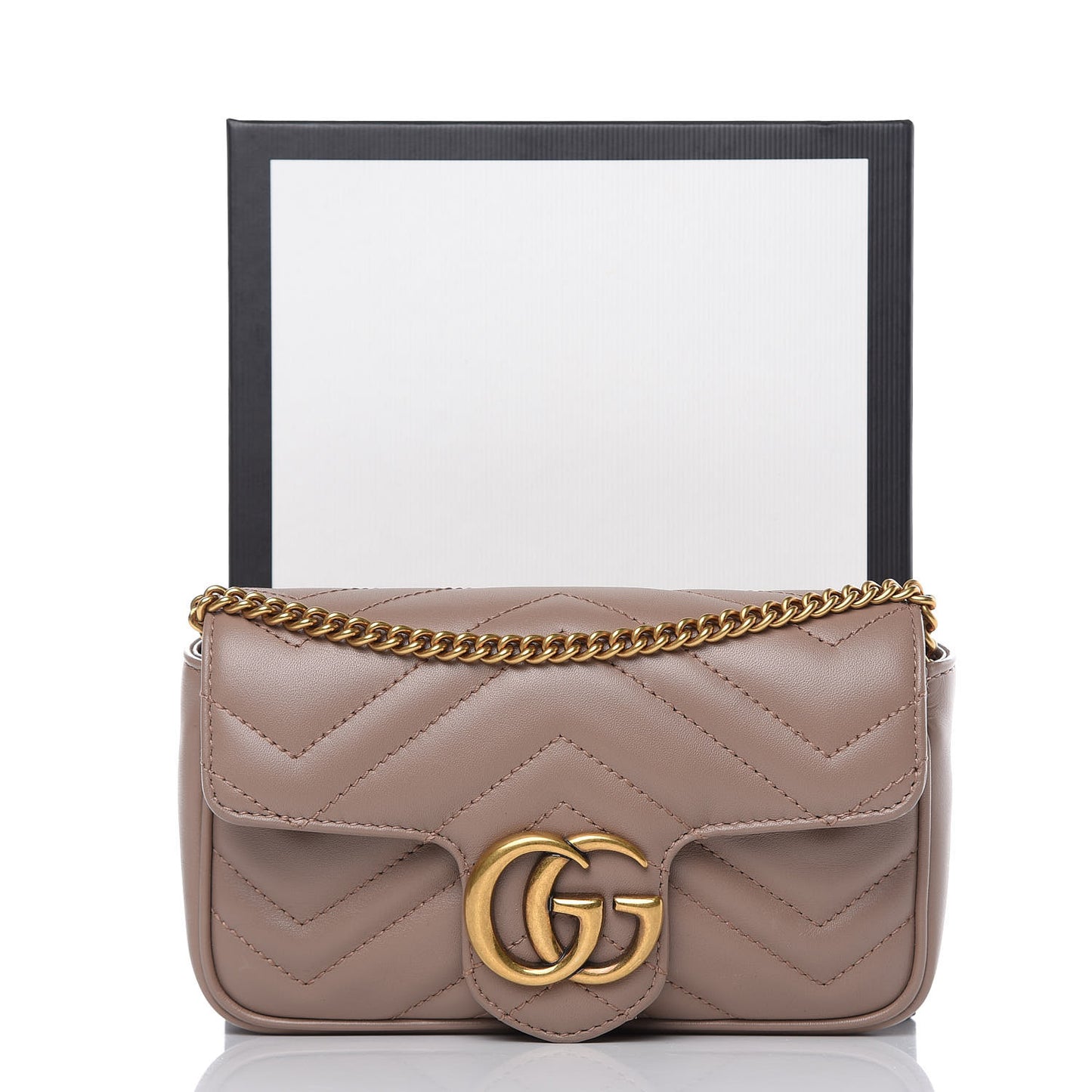 Calfskin Matelasse Super Mini GG Marmont Shoulder Bag Porcelain Rose