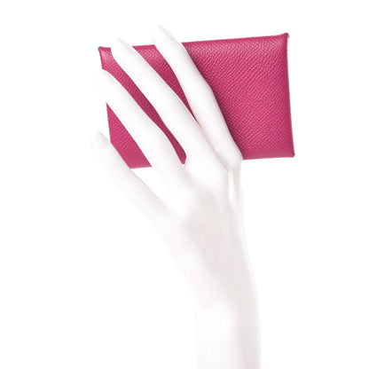 Hermes Epsom Calvi Card Case Rose Pourpre 2 of 7