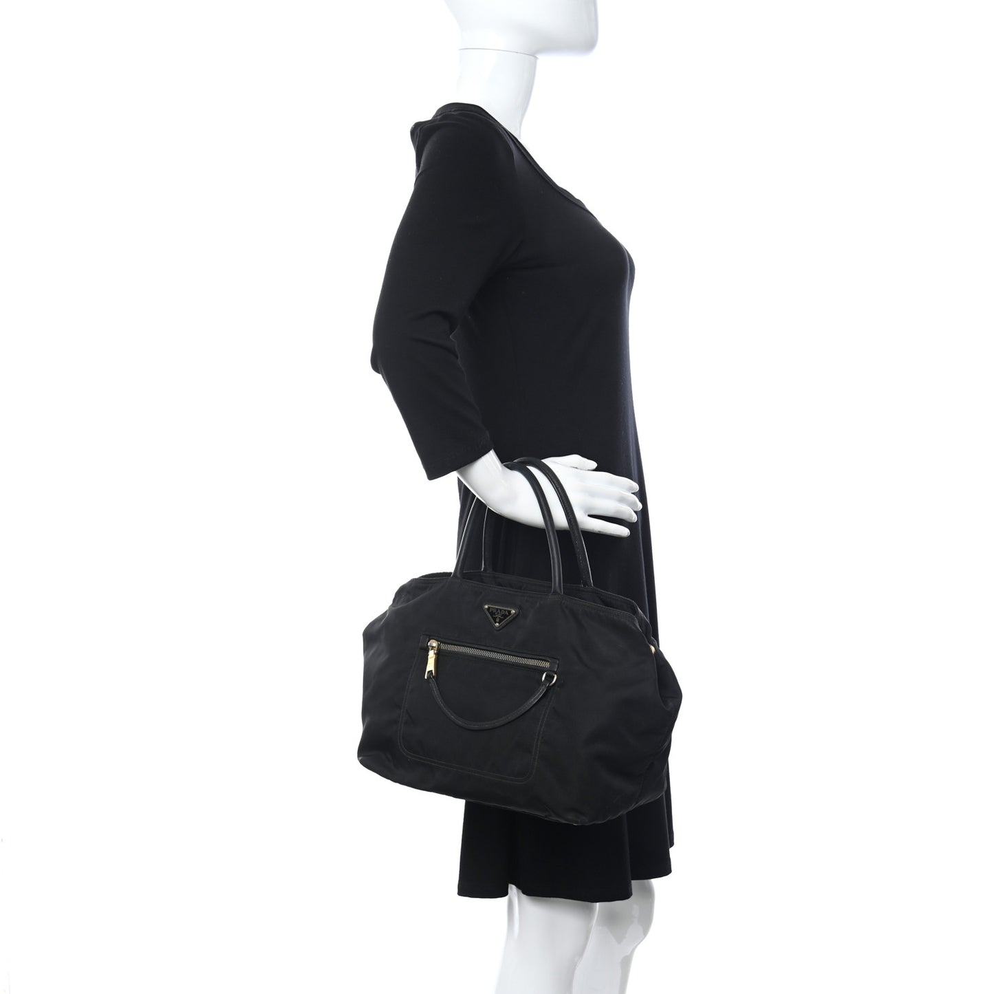 Nylon Calfskin Tote Black