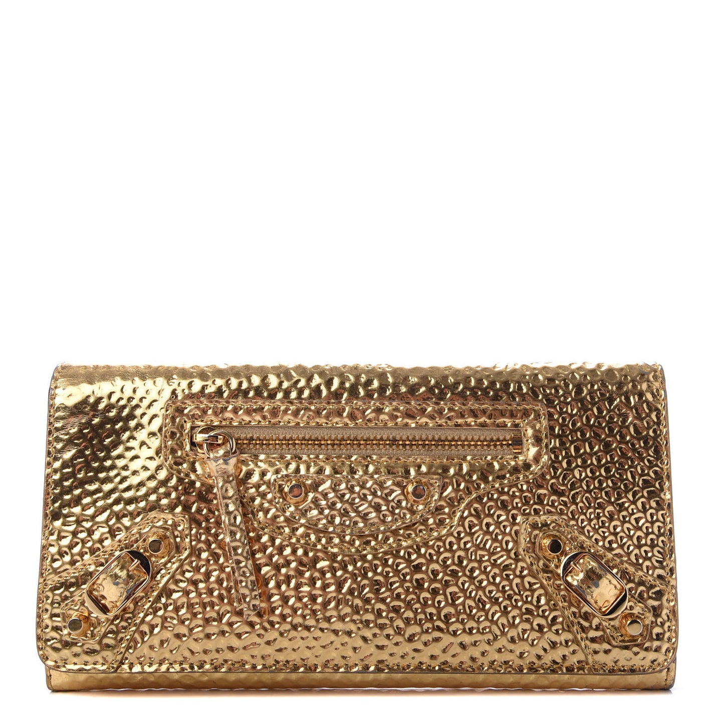 Laminated Calfskin Classic Gold Hardware Money Wallet Gold