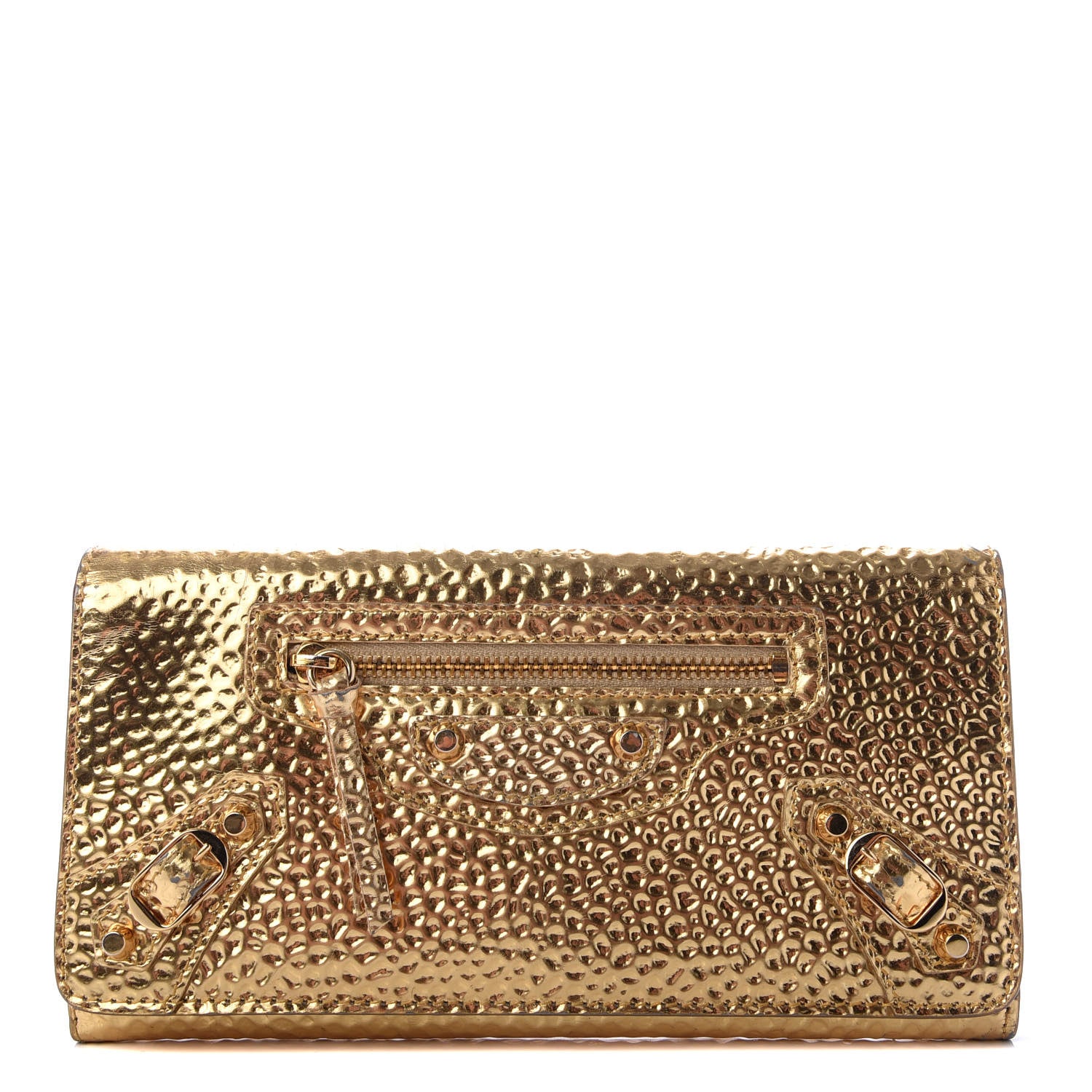 Balenciaga Laminated Calfskin Classic Gold Hardware Money Wallet Gold 1 of 7