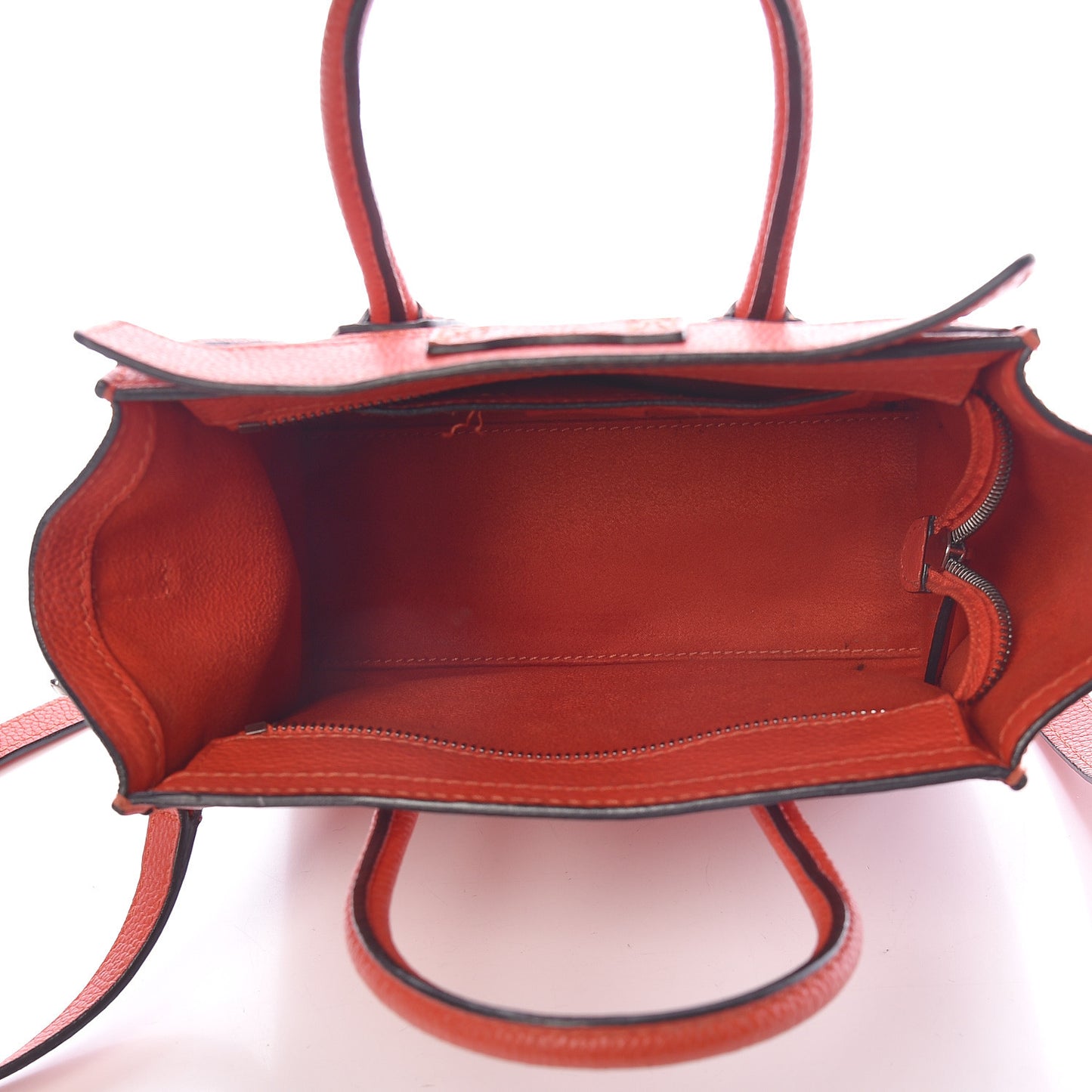 Drummed Calfskin Nano Luggage Vermillion