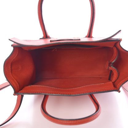 Celine Drummed Calfskin Nano Luggage Vermillion 5 of 15