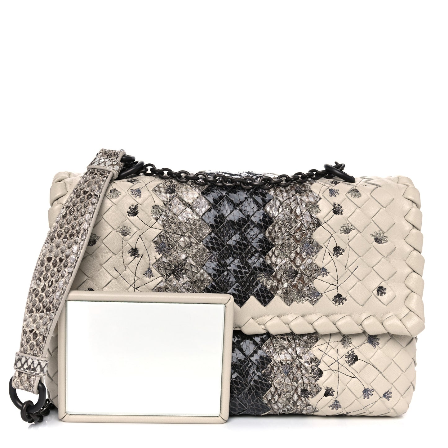 Nappa Ayers Embroidered Intrecciato Baby Olimpia Shoulder Bag