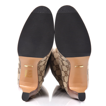 Gucci Monogram Lisa Mid Heel Boots 38 Beige Ebony 5 of 7