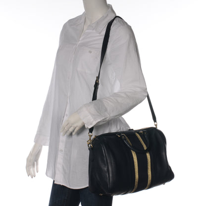 Gucci Calfskin Vintage Web Medium Boston Navy 2 of 8