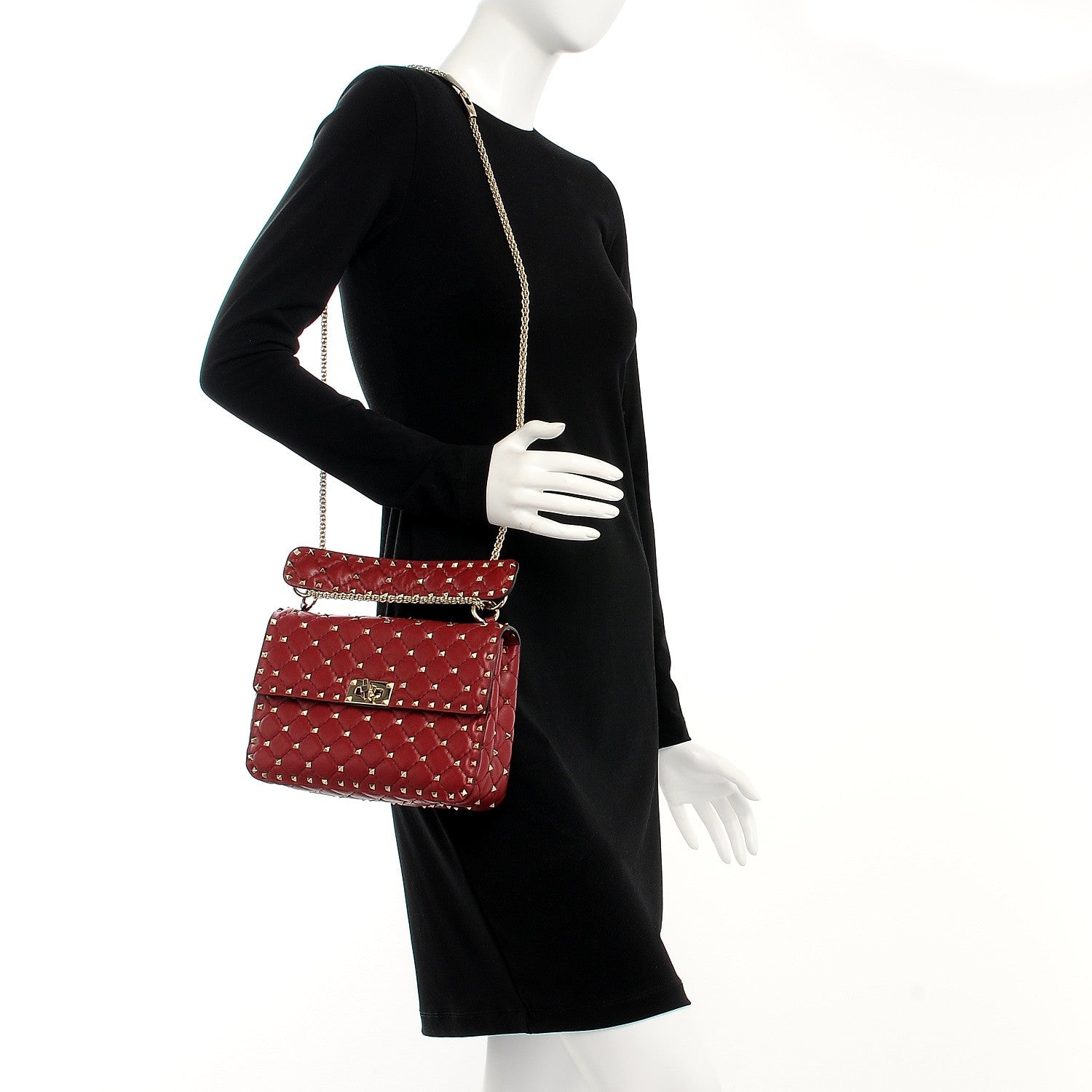 Valentino Garavani Nappa Medium Rockstud Spike Shoulder Bag Rubino 3 of 11
