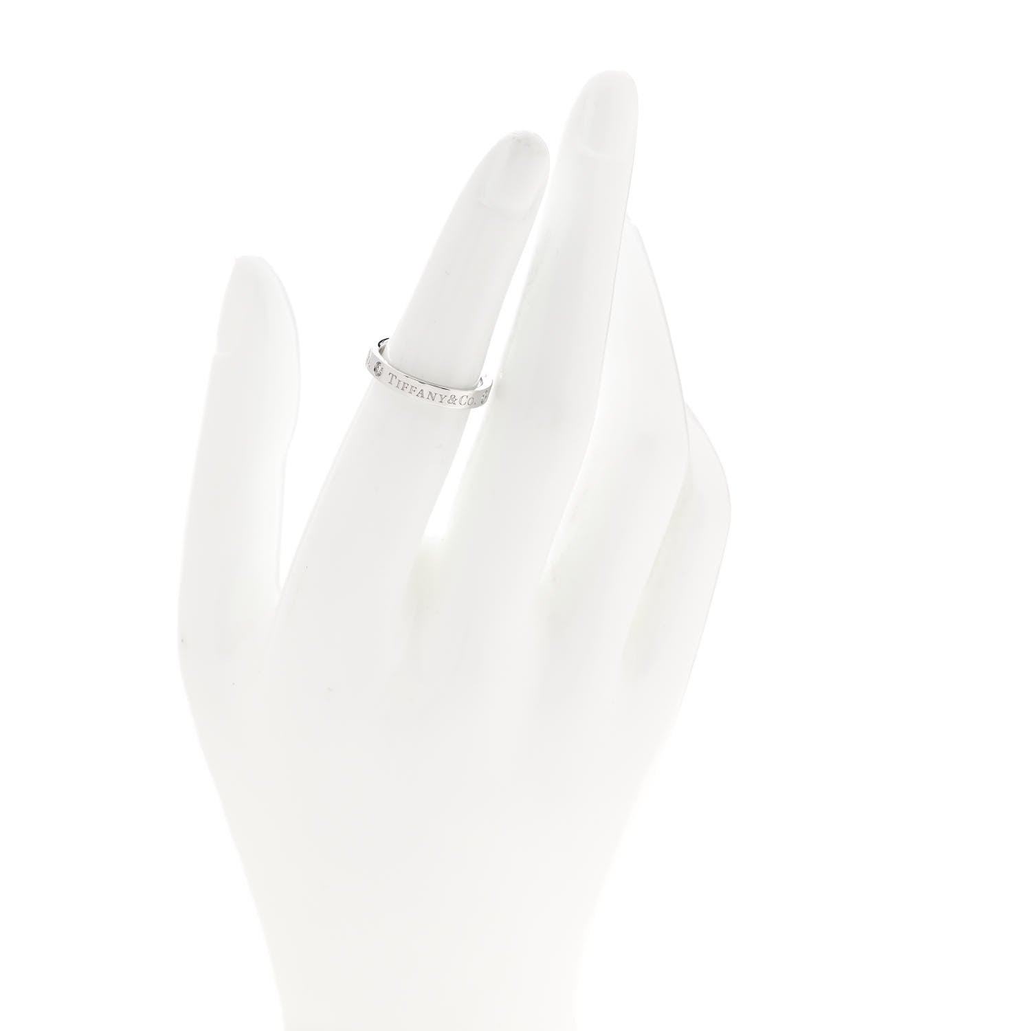 Tiffany Platinum Diamond Logo Band Ring 49 5 2 of 4