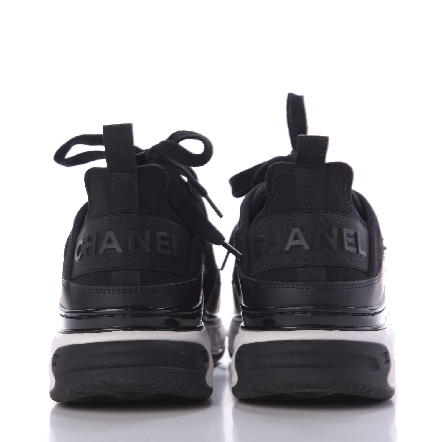 Chanel Velvet Calfskin Mixed Fibers CC Sneakers 39.5 Black 5 of 10