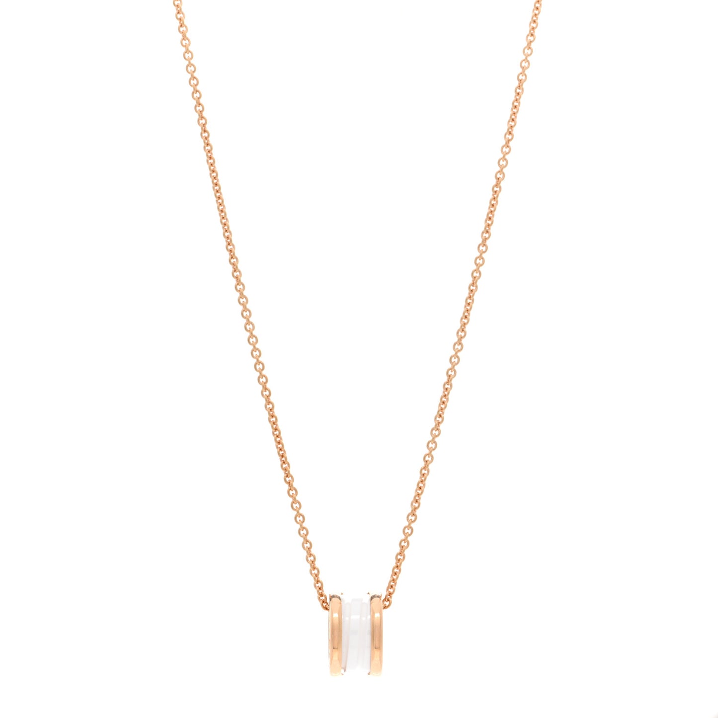 18K Rose Gold White Ceramic B.Zero1 Pendant Necklace