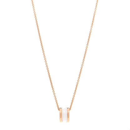 Bulgari 18K Rose Gold White Ceramic B.Zero1 Pendant Necklace 1 of 4