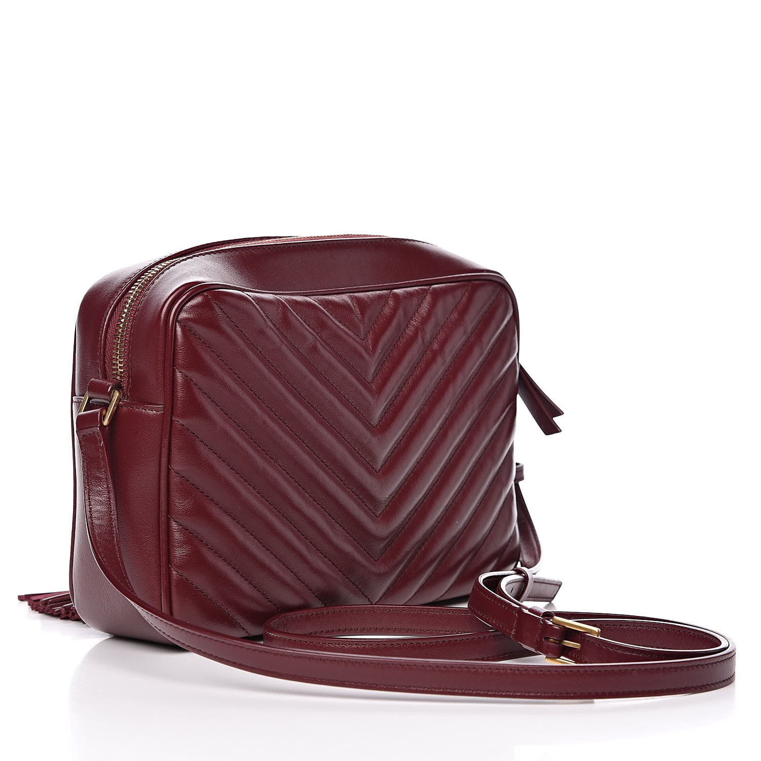 Saint Laurent Calfskin Matelasse Monogram Lou Camera Bag Dark Legion Red 3 of 12