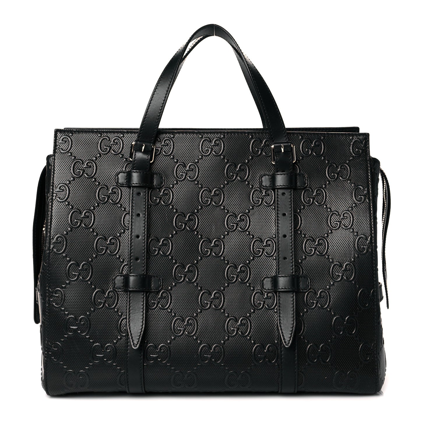 Calfskin GG Tennis Embossed Tote Bag Black