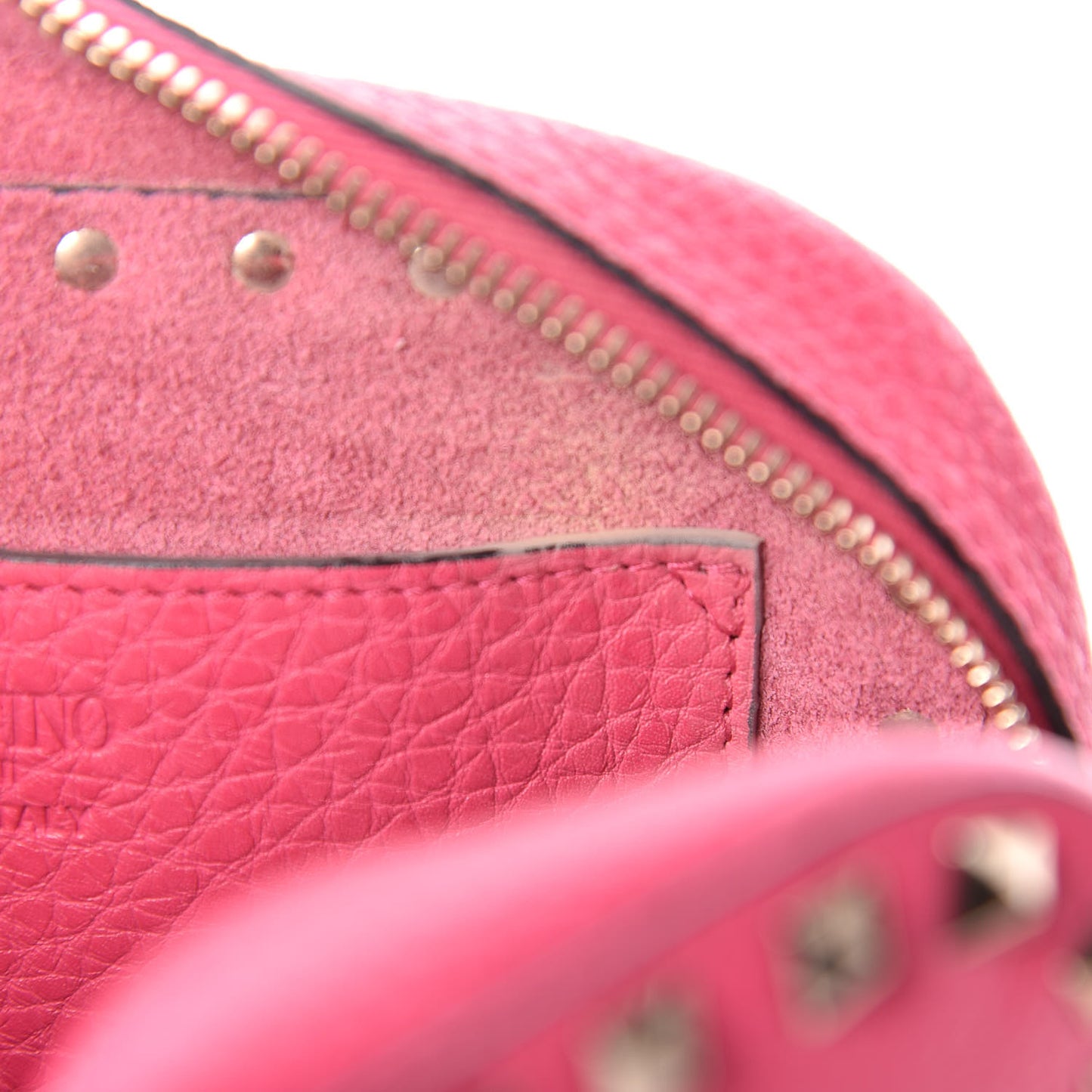 Pebbled Calfskin Rockstud Camera Crossbody Bag Peony