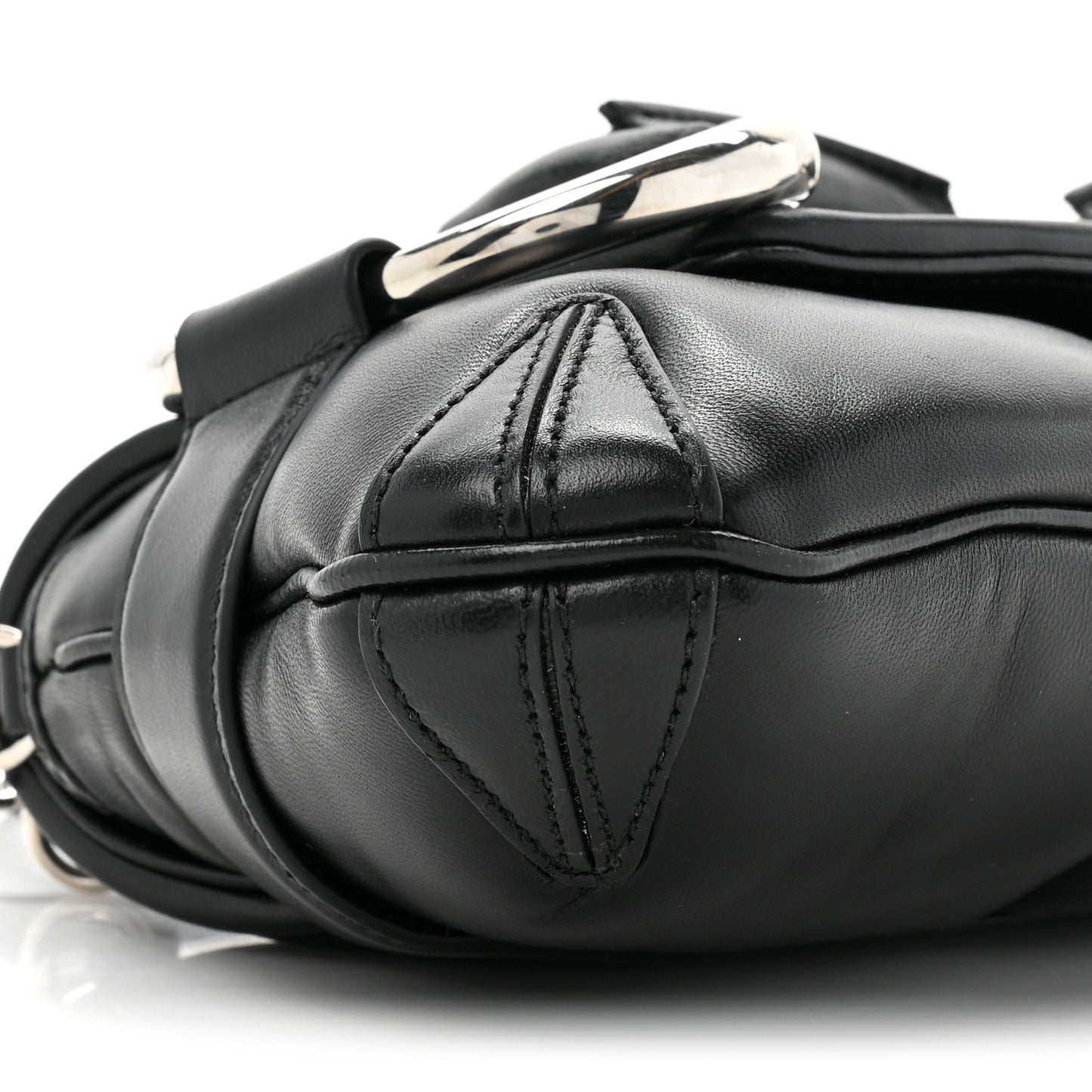 Nappa Vertical Matelasse Medium Maxi Horsebit Chain Shoulder Bag Black