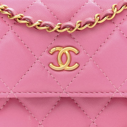 Chanel Lambskin Quilted Pearl Crush Clutch With Chain Pink 9 of 11
