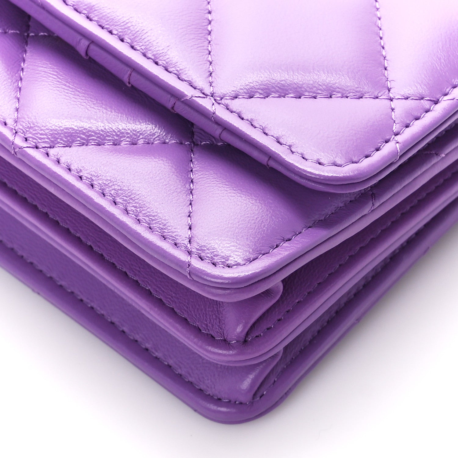 Chanel Lambskin Enamel Quilted Pending CC Clutch With Chain Purple 10 of 10
