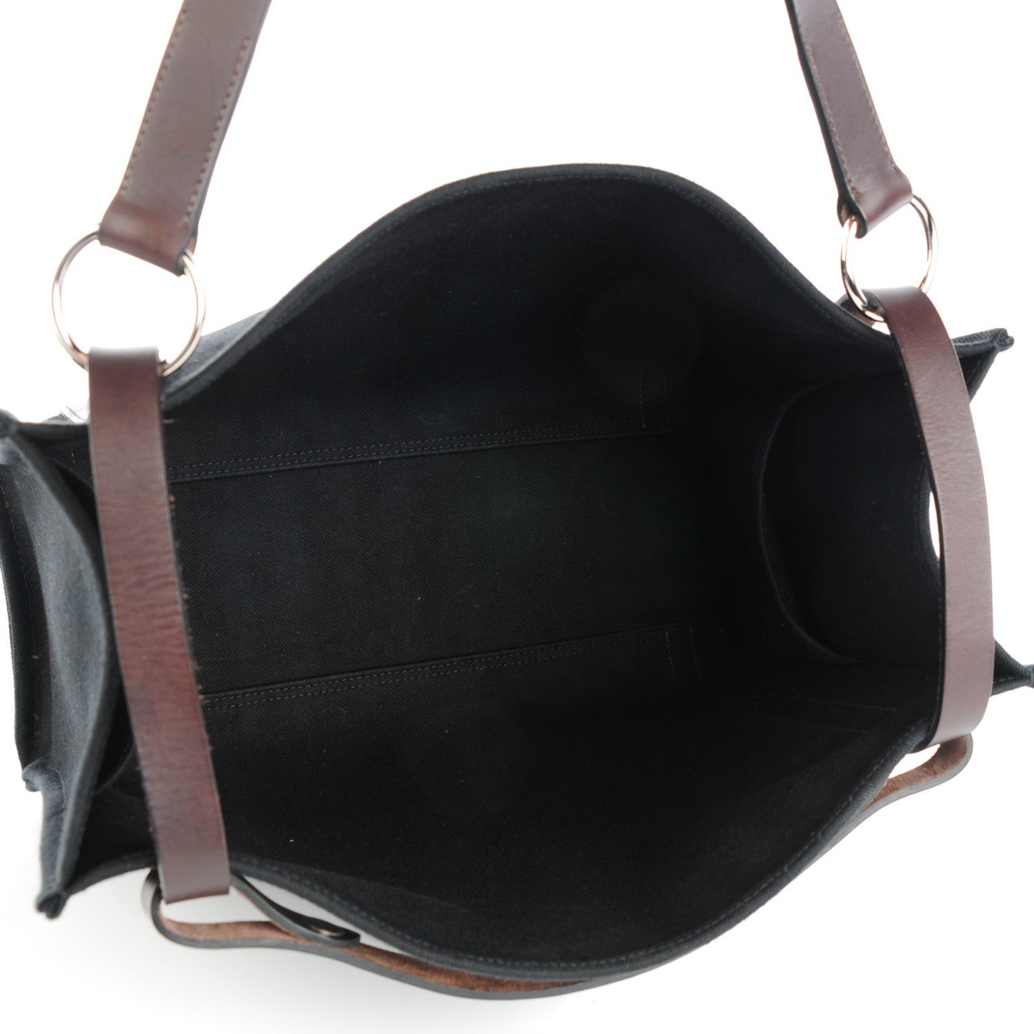 Hermes Natural Hunter Calfskin Toile Chevron Cabalicol Tote Black Ebene 5 of 9