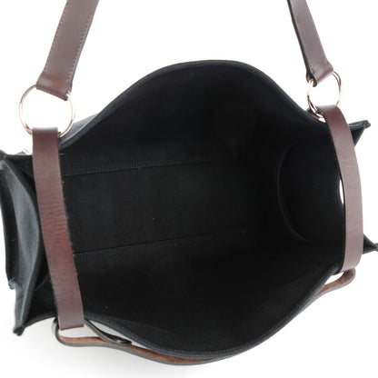 Hermes Natural Hunter Calfskin Toile Chevron Cabalicol Tote Black Ebene 5 of 9