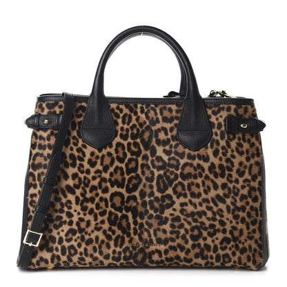 Burberry Calf Hair Leopard Print House Check Medium Banner Tote Black 1 of 13