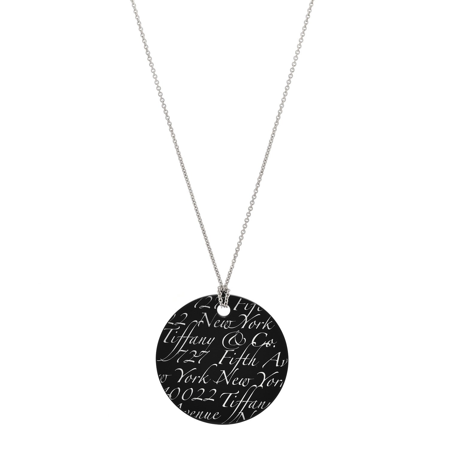 Tiffany Sterling Silver Black Bone China Notes Round Pendant Necklace 1 of 6