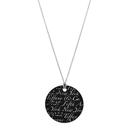 Tiffany Sterling Silver Black Bone China Notes Round Pendant Necklace 1 of 6