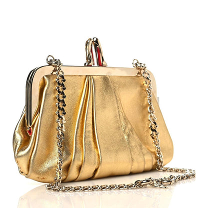 Christian Louboutin Nappa Loubi Lula Mini Frame Clutch Gold 3 of 8