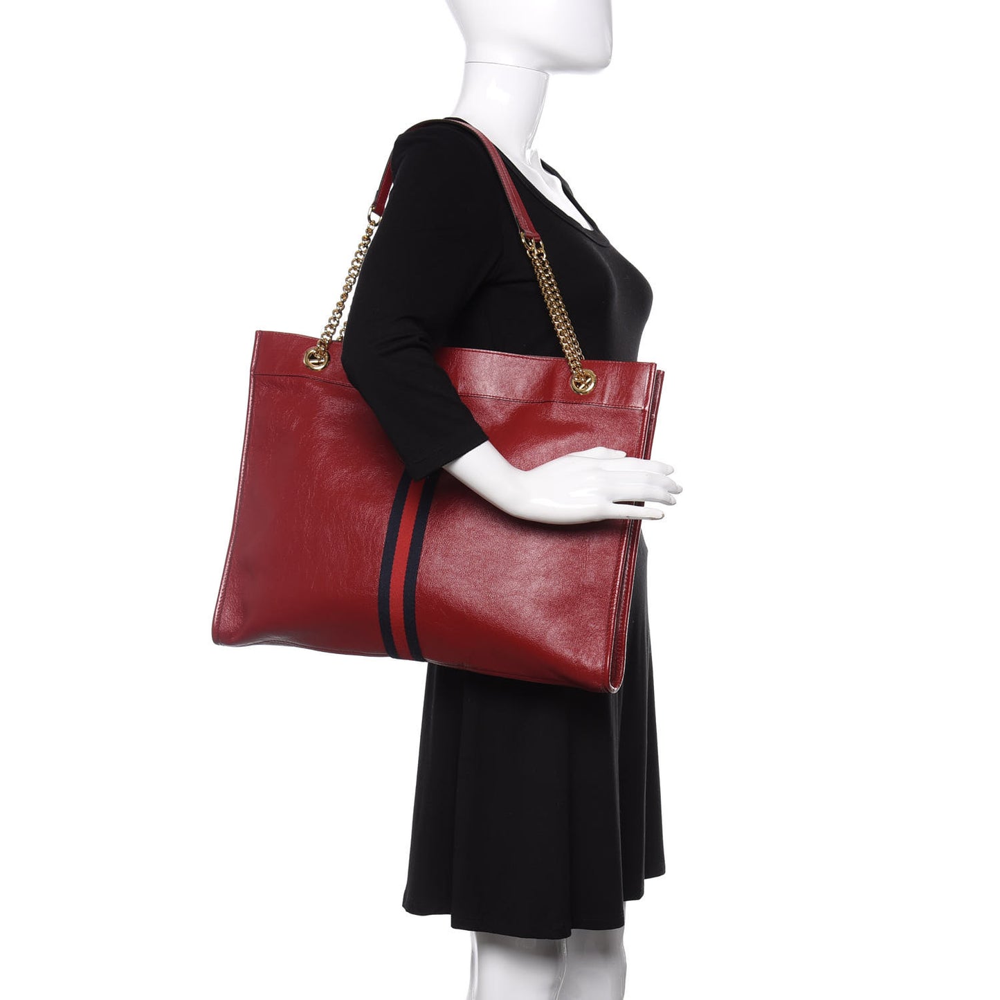 Calfskin Large Rajah Chain Tote Romantic Cherry