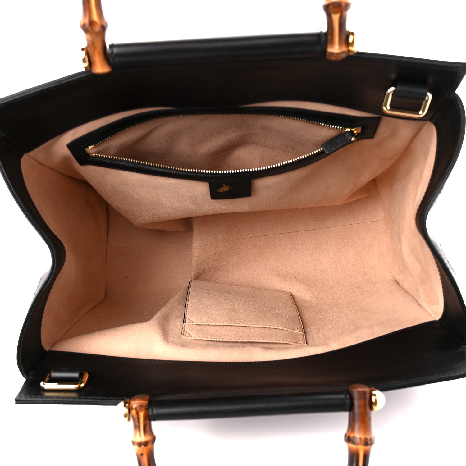 Gucci Nappa Bamboo Medium Nymphaea Top Handle Bag Black 5 of 10