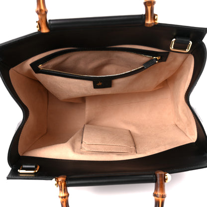 Gucci Nappa Bamboo Medium Nymphaea Top Handle Bag Black 5 of 10