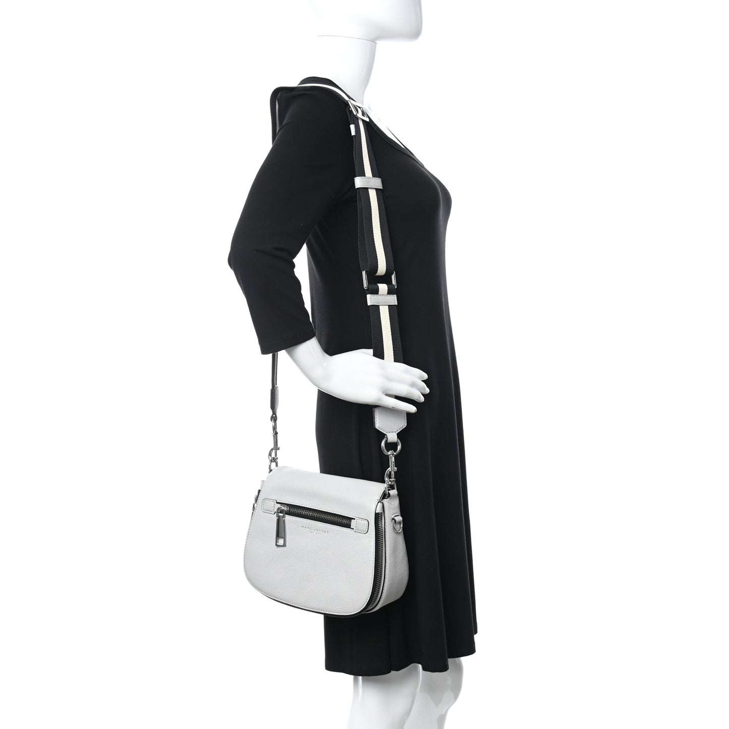 Pebbled Calfskin Recruit Nomad Crossbody Rock Gray
