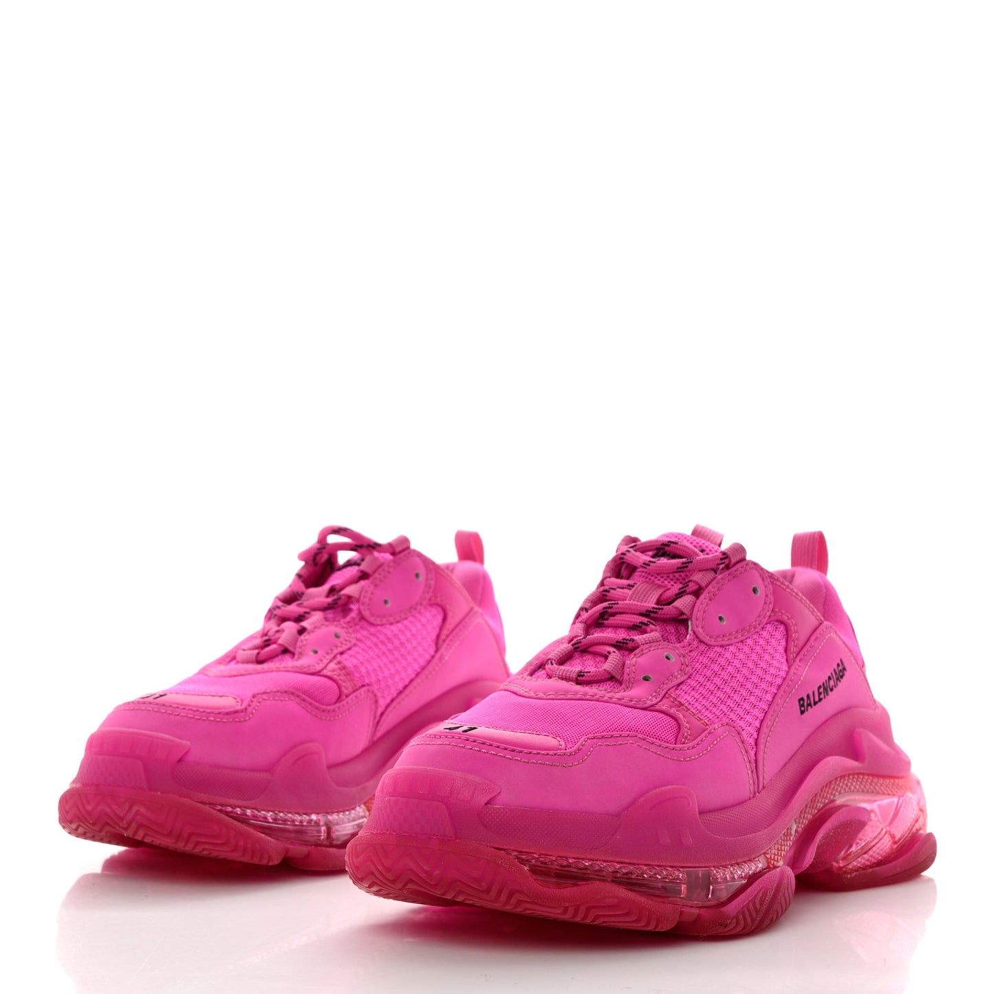 Fabric Mesh Clear Sole Fluo Womens Triple S Sneakers 41 Pink