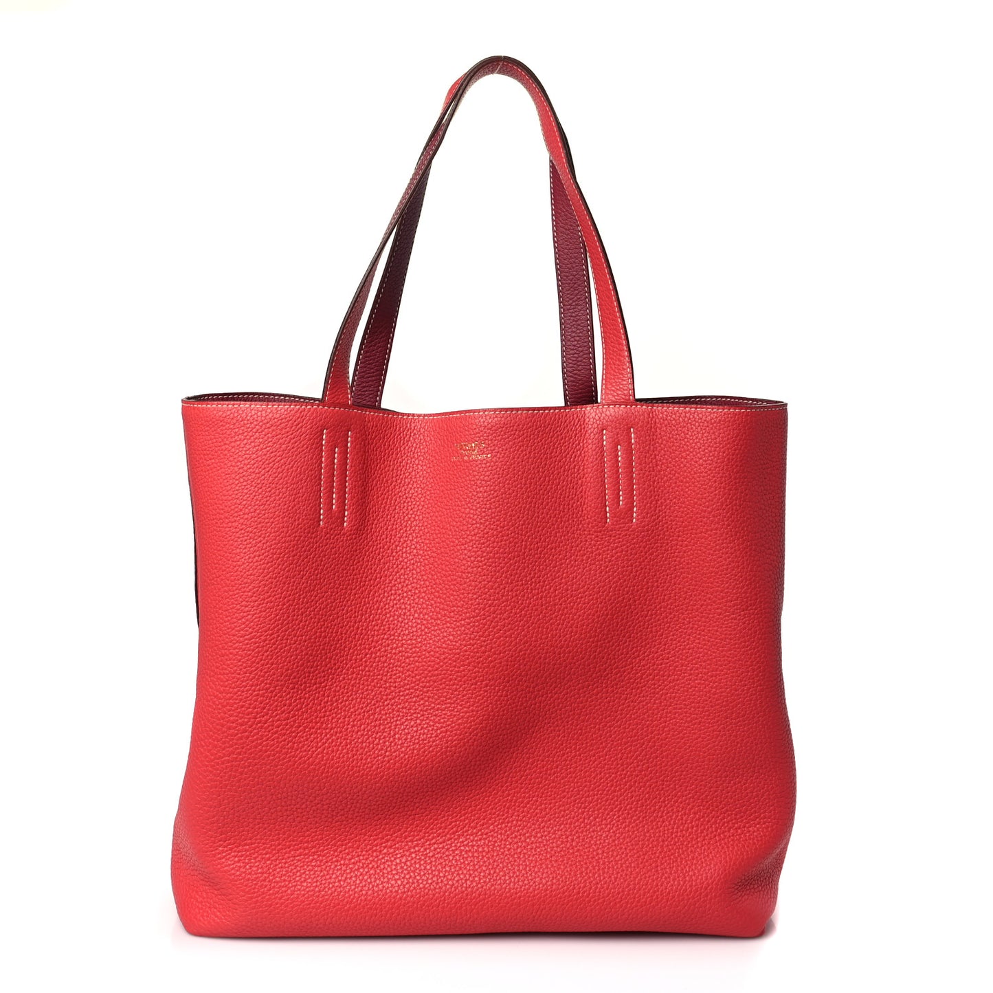 Taurillon Clemence Double Sens 36 Reversible Tote Rubis Bougainvillea
