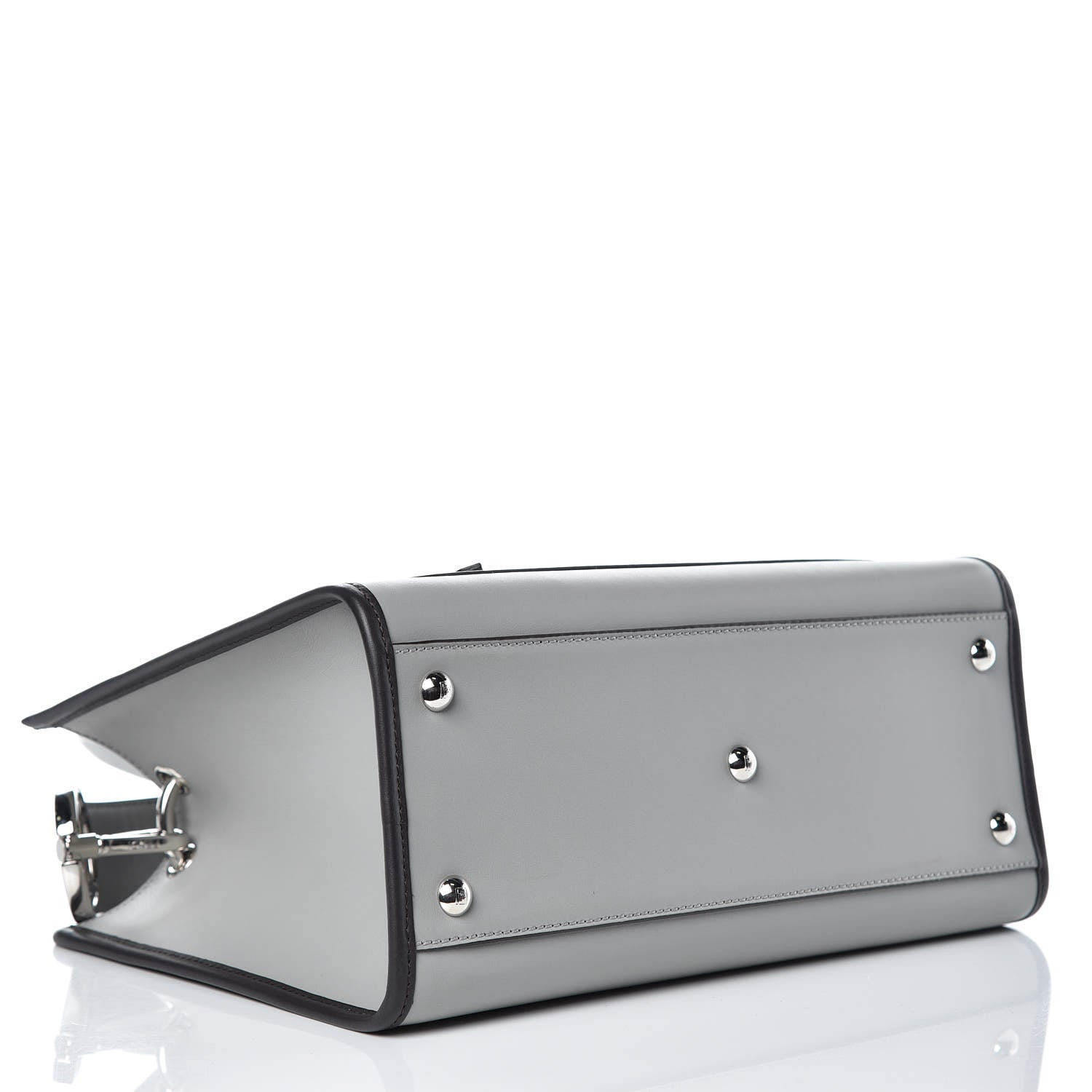 Fendi Vitello Century Opaco F is Fendi Bi-Color Small Runaway Satchel Ghiaccio Ebano 4 of 9
