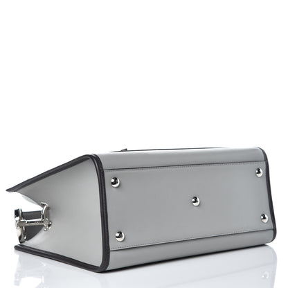 Fendi Vitello Century Opaco F is Fendi Bi-Color Small Runaway Satchel Ghiaccio Ebano 4 of 9